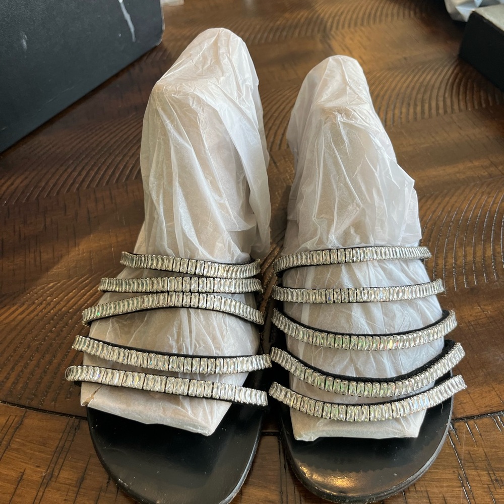 Giuseppe Zanotti Black and Silver Sandals with Avant-Garde Design